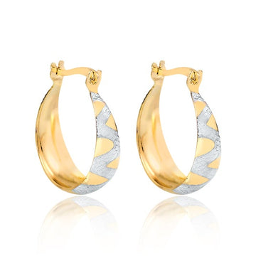 18K Gold Layered  Oro Laminado 20 mm Zic Zac Two Tone Hoops Wholesales 21.0281